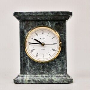 Bulova Stonington Green MARBLE Mantle Shelf Clock for repair